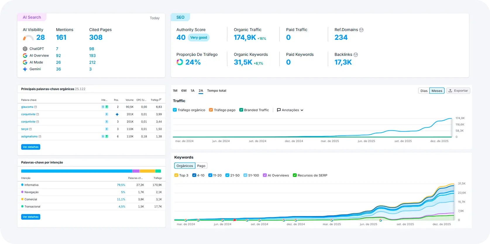 printscreen, semrush, criação de sites com a Agência Shaka.
